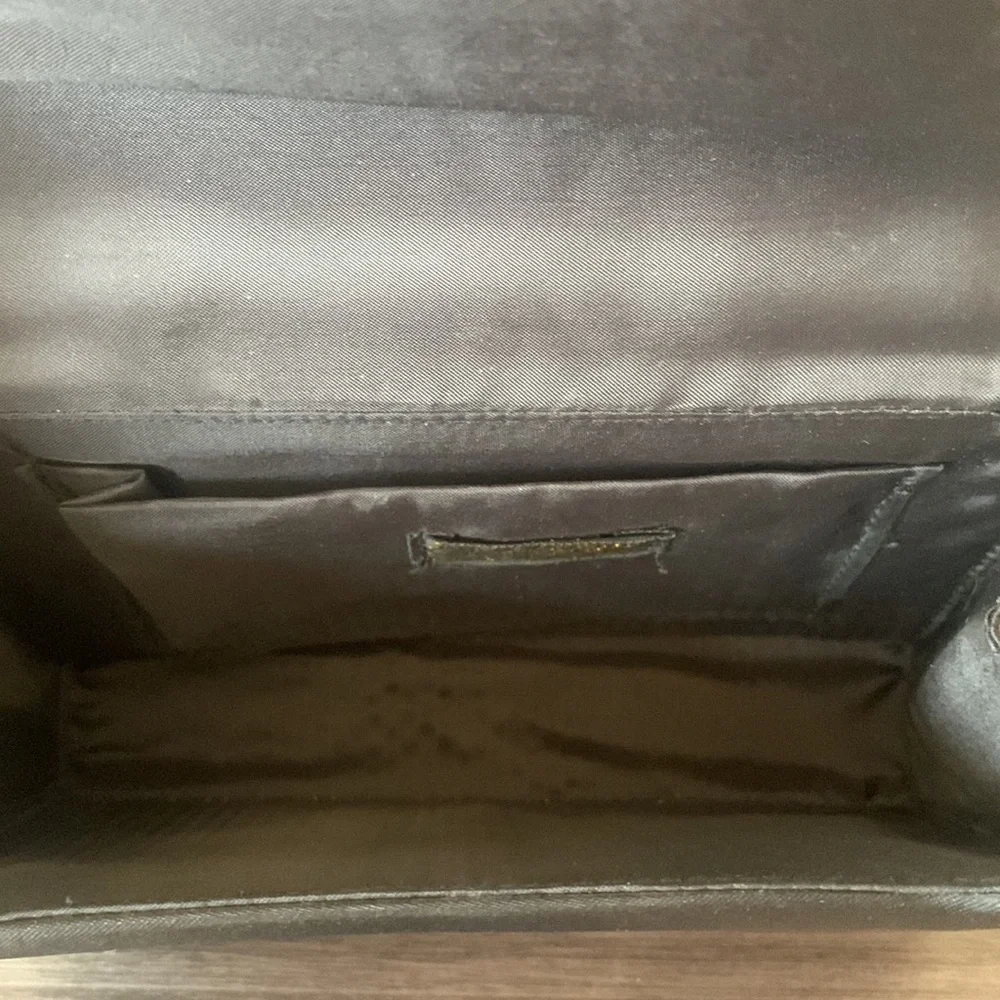 Chateaux Black Satin Evening Formal Clutch‎ Shoulder Purse